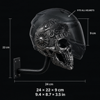 Bonehead size guide — 24 × 22 × 9 cm (9.4 × 8.7 × 3.5 in), fits all helmets